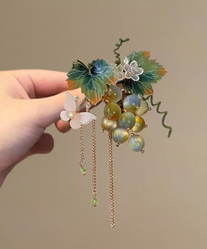 Épingle à cheveux femme style pompon en résine métallique 2