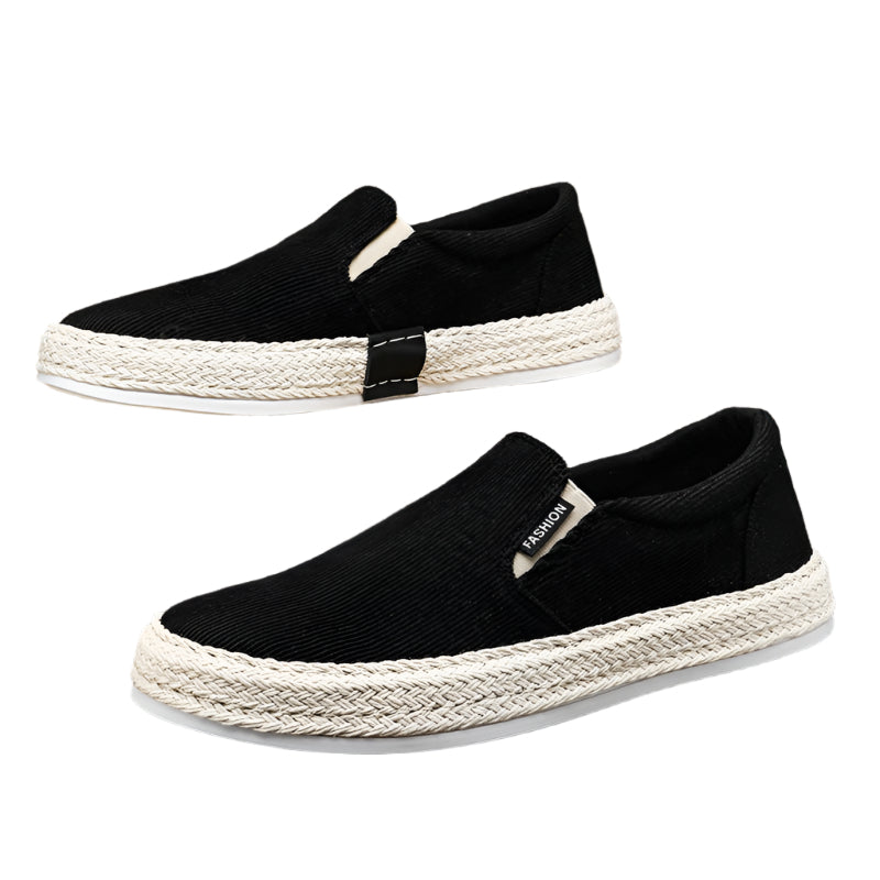 Espadrilles pour Hommes en Toile Respirante Noir et Blanc 0