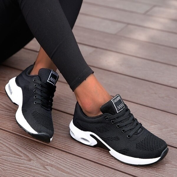 Variant image for Chaussures de Sport Femmes Noires Orthopédiques Confortables en Caoutchouc-5