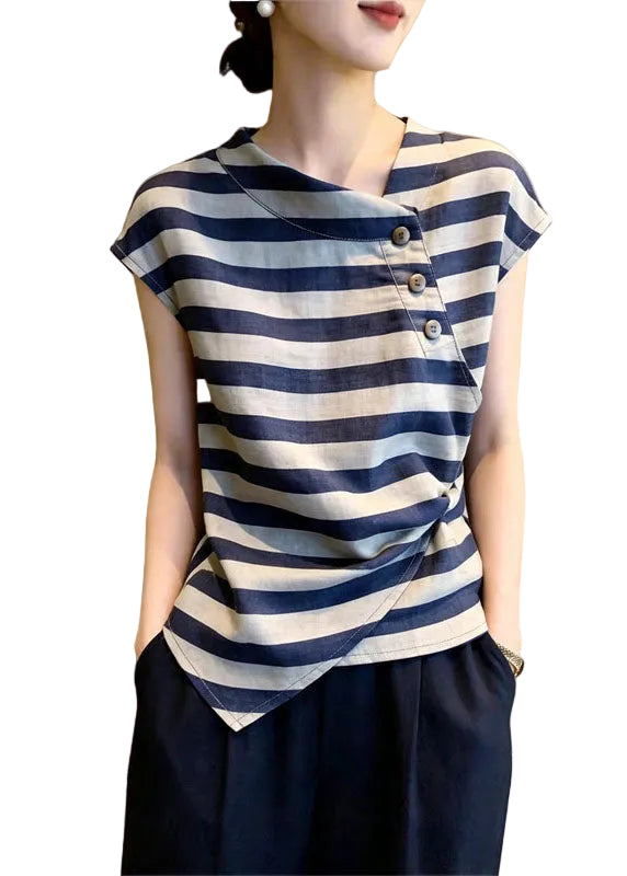 Femme Haut Asymétrique Rayé Style Estival Grande Taille 0