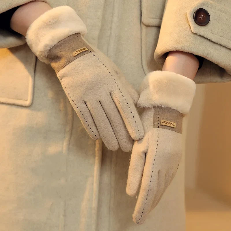 Gants pour Femmes en Pluche Élastique et Chaud