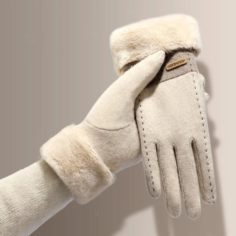 Gants pour Femmes en Pluche Élastique et Chaud