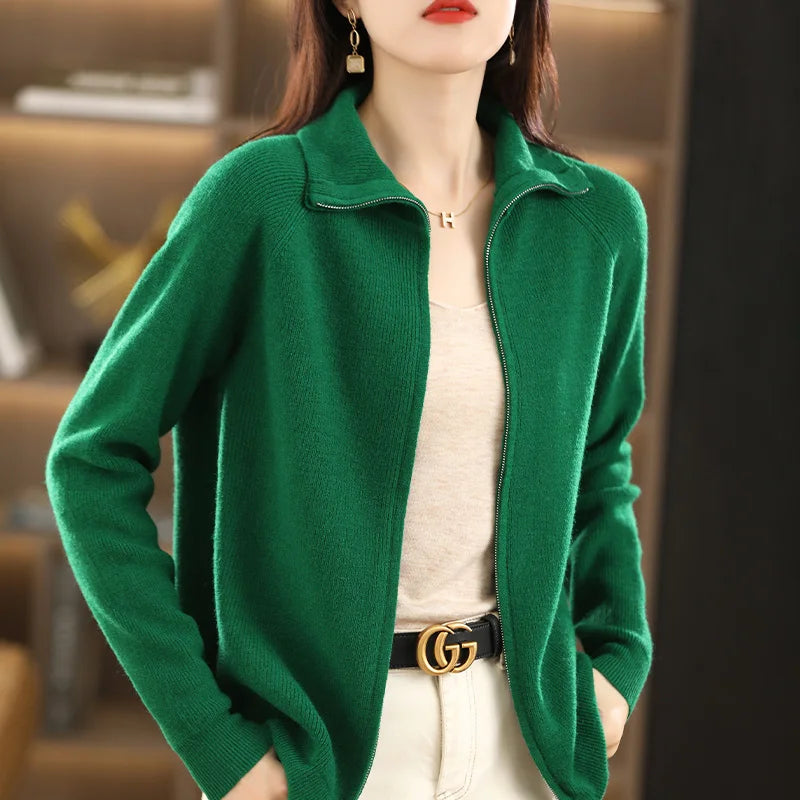 Gilet Femme À Double Zip En Mélange De Laine Et Coton