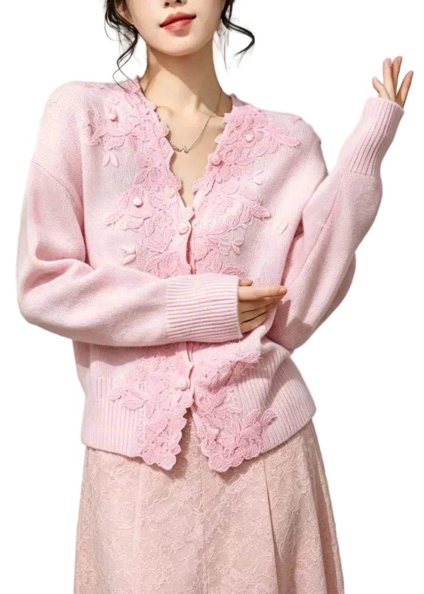 Gilet Femme Col V Brodé Automnal 0
