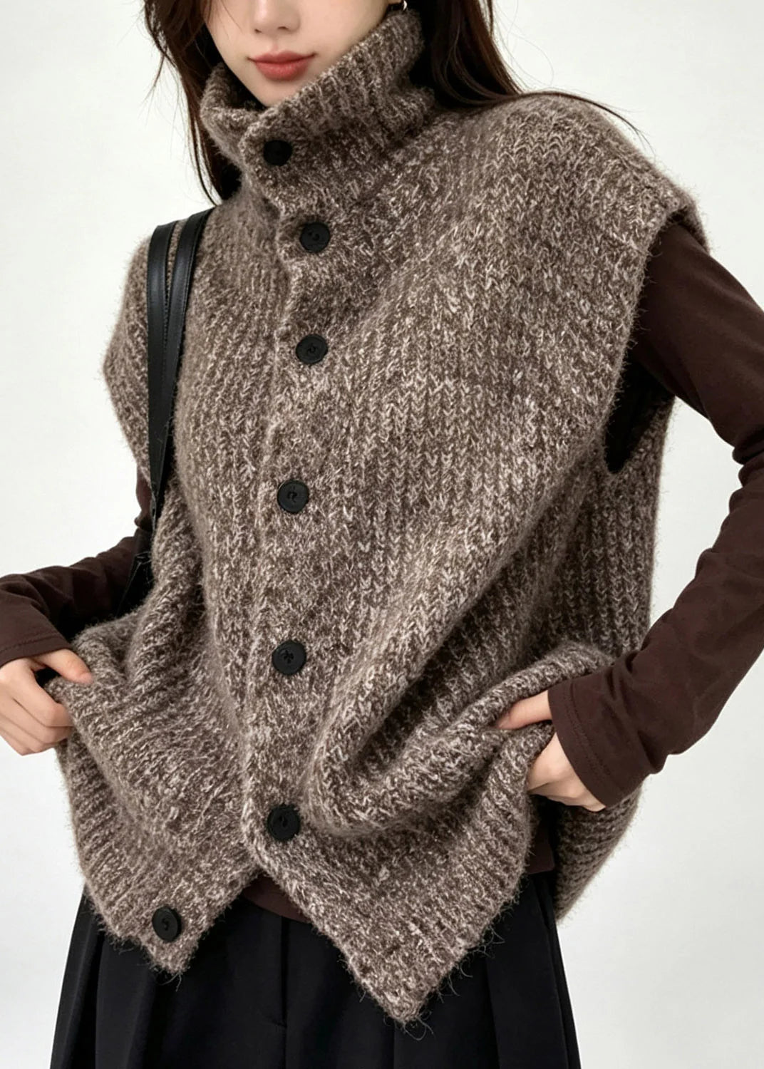 Gilet Femme Patchwork Boutonné Automnal Style Décontracté 3