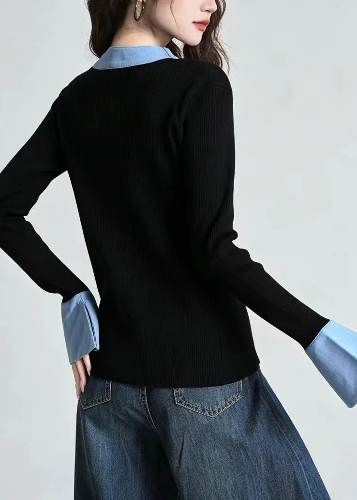Gilet Femme Patchwork Coupe Ajustée Col V Automne 4