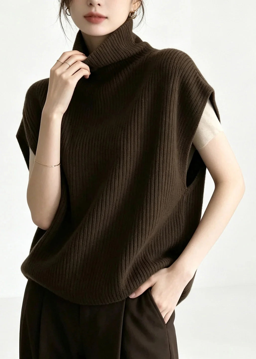 Gilet Femme Patchwork à Manches Courtes Décontracté 2