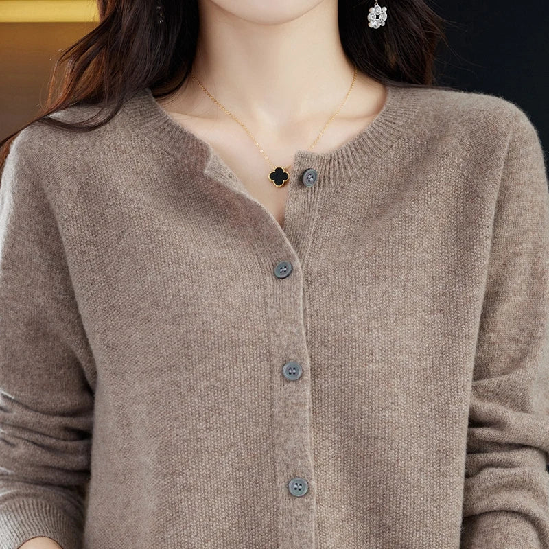 Gilet Femme en Laine à Col Ronde