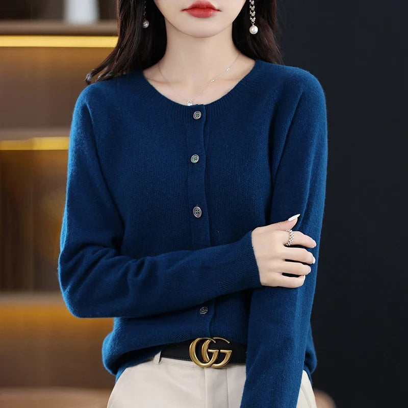 Gilet Femme en Laine à Col Ronde