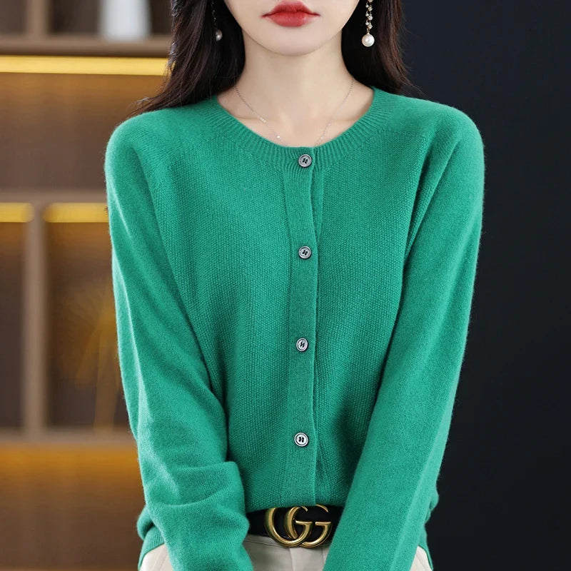 Gilet Femme en Laine à Col Ronde