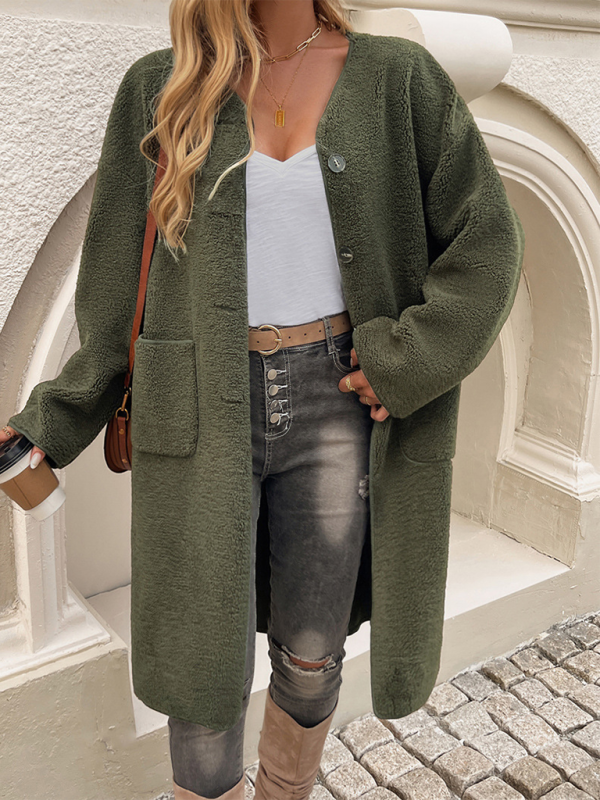 Gilet Long Femme en Fleece avec Détails de Boutons pour Automne Hiver 5