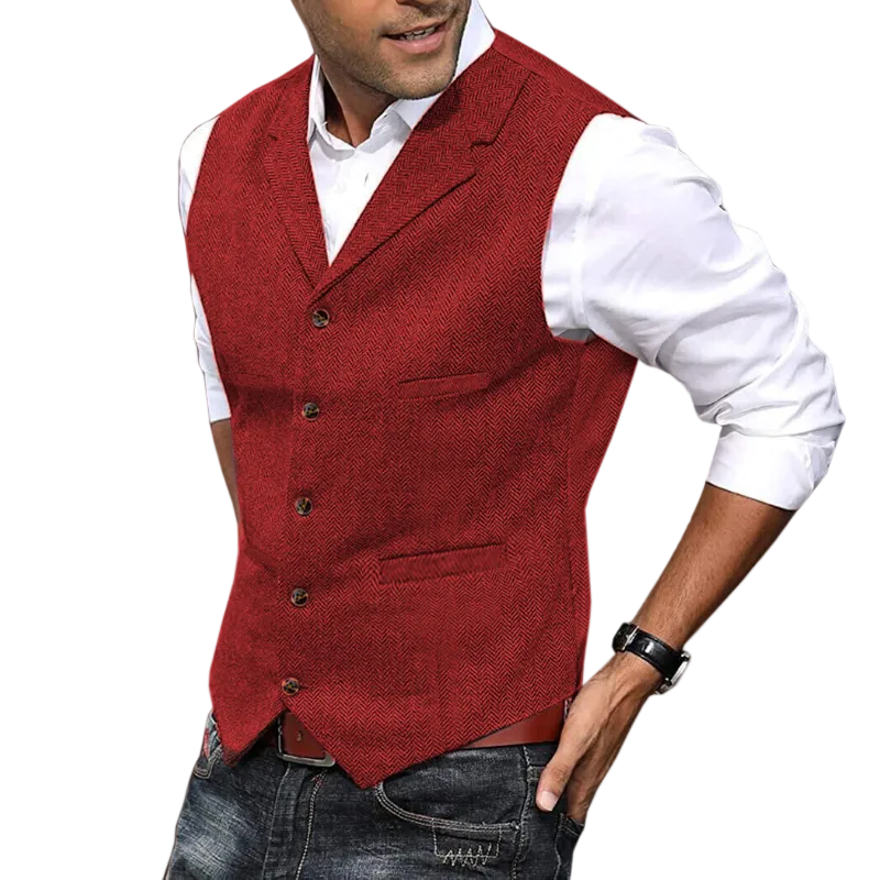 Gilet Pour Homme Chic À Chevrons Ajusté 0