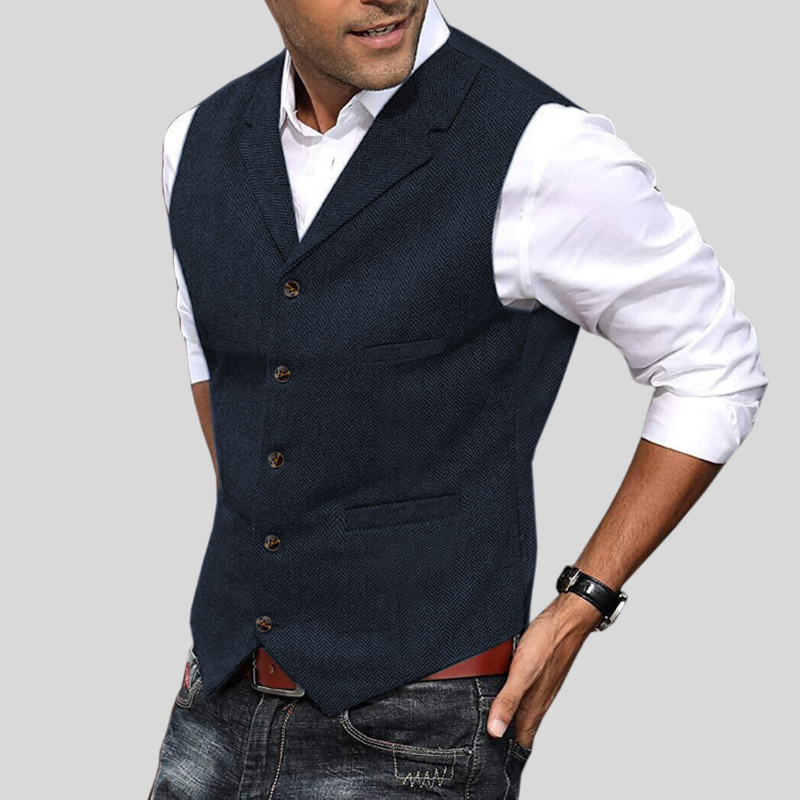 Gilet Pour Homme Chic À Chevrons Ajusté 10