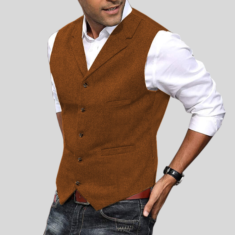Gilet Pour Homme Chic À Chevrons Ajusté 4