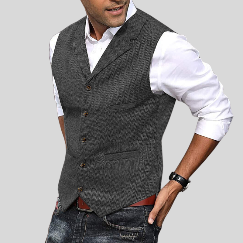 Gilet Pour Homme Chic À Chevrons Ajusté 7