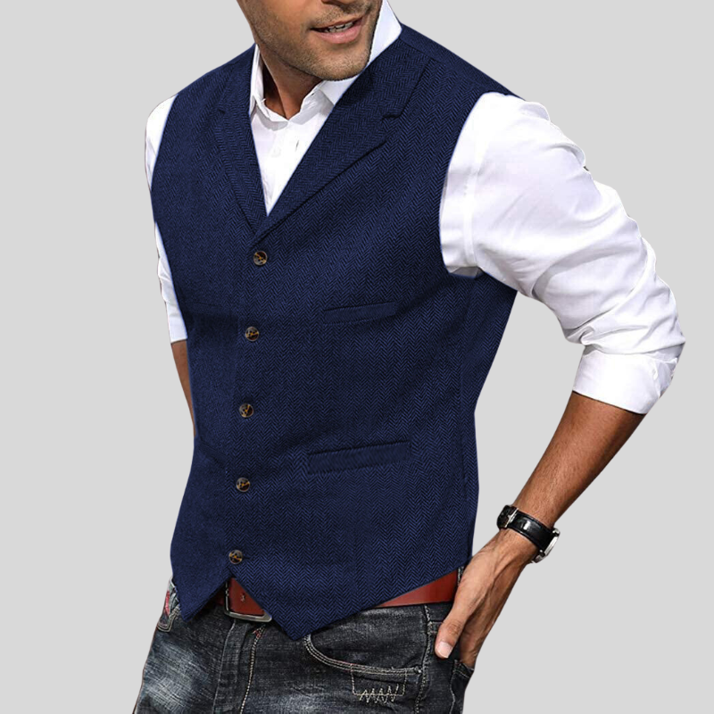 Gilet Pour Homme Chic À Chevrons Ajusté 8