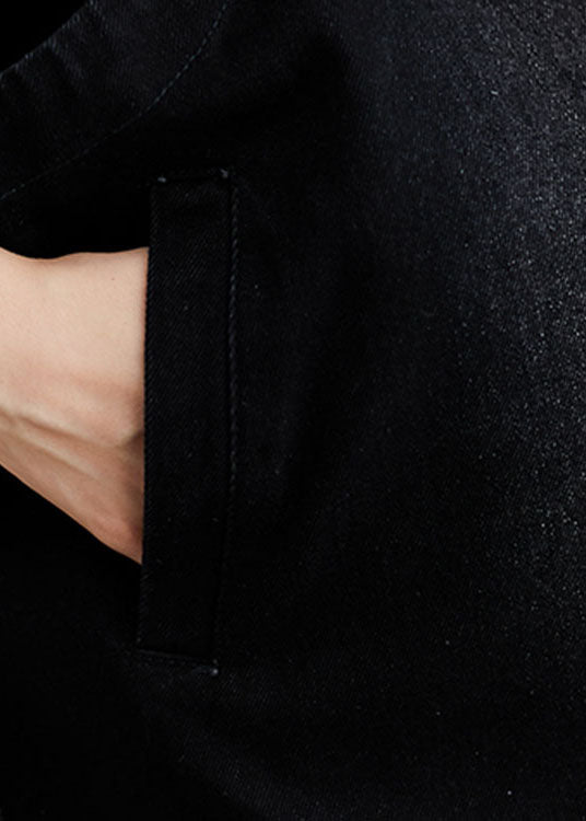 Gilet Sans Manche Femme Denim Noir À Capuche Casual 4