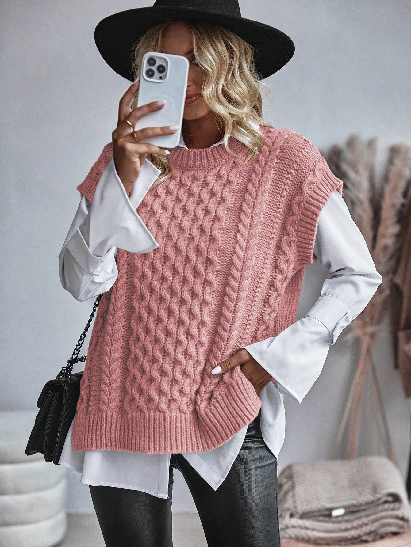 Gilet Sans Manche Femme en Tricot Motif Câble, Confortable et Élégant 6