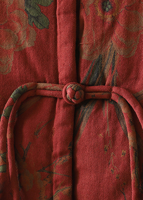 Gilet Vintage en Coton Rempli à Imprimé à Franges pour Femme 3