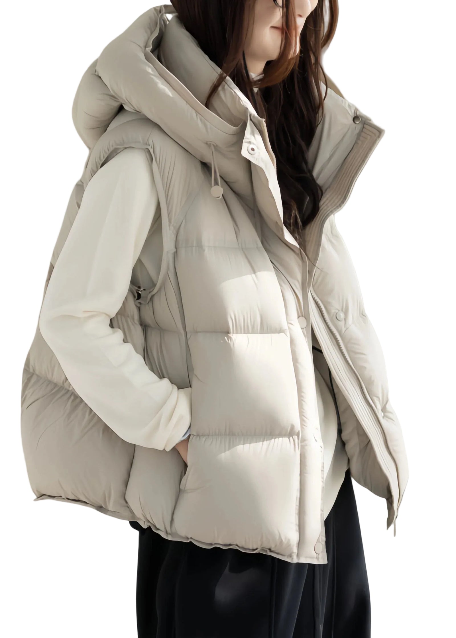 Gilet d'hiver oversize à capuche pour femme 0
