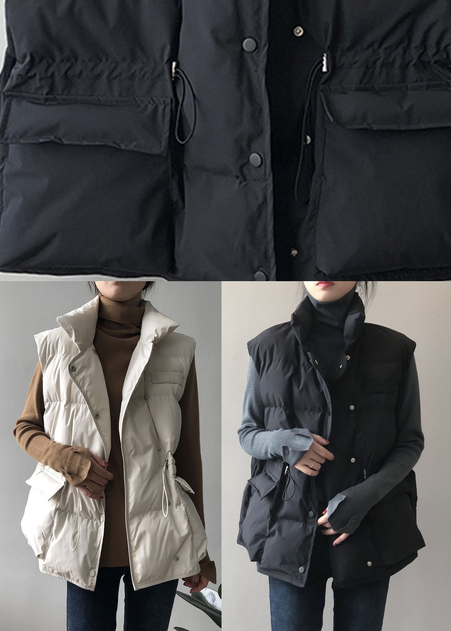 Gilet sans manches d'hiver pour femmes avec cordon de serrage 4