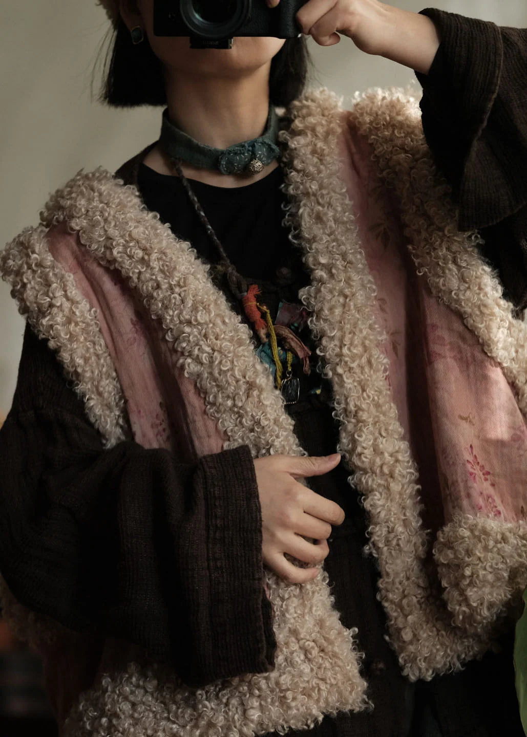 Gilet sans manches patchwork pour femme style unique 3