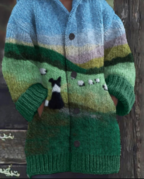 Variant image for Cardigan Femme Graphique Unique Tissu Doux-1