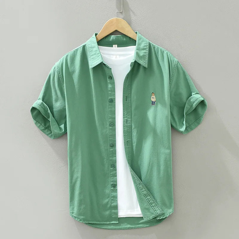 Variant image for Chemise Homme Manche Courte Coton Décontractée avec Motif Dessin Animé-7