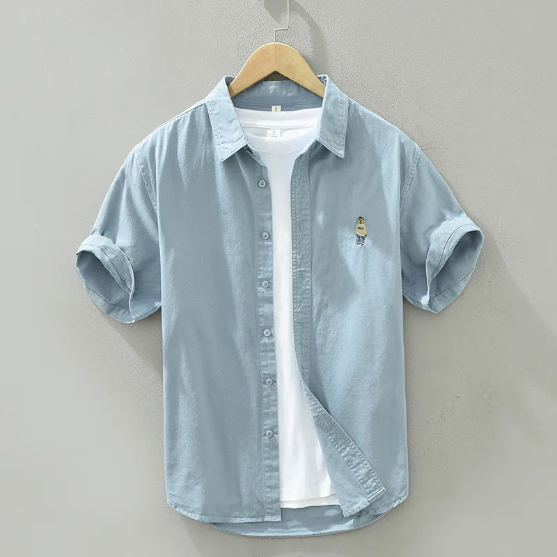 Chemise Homme Manche Courte Coton Décontractée avec Motif Dessin Animé 1