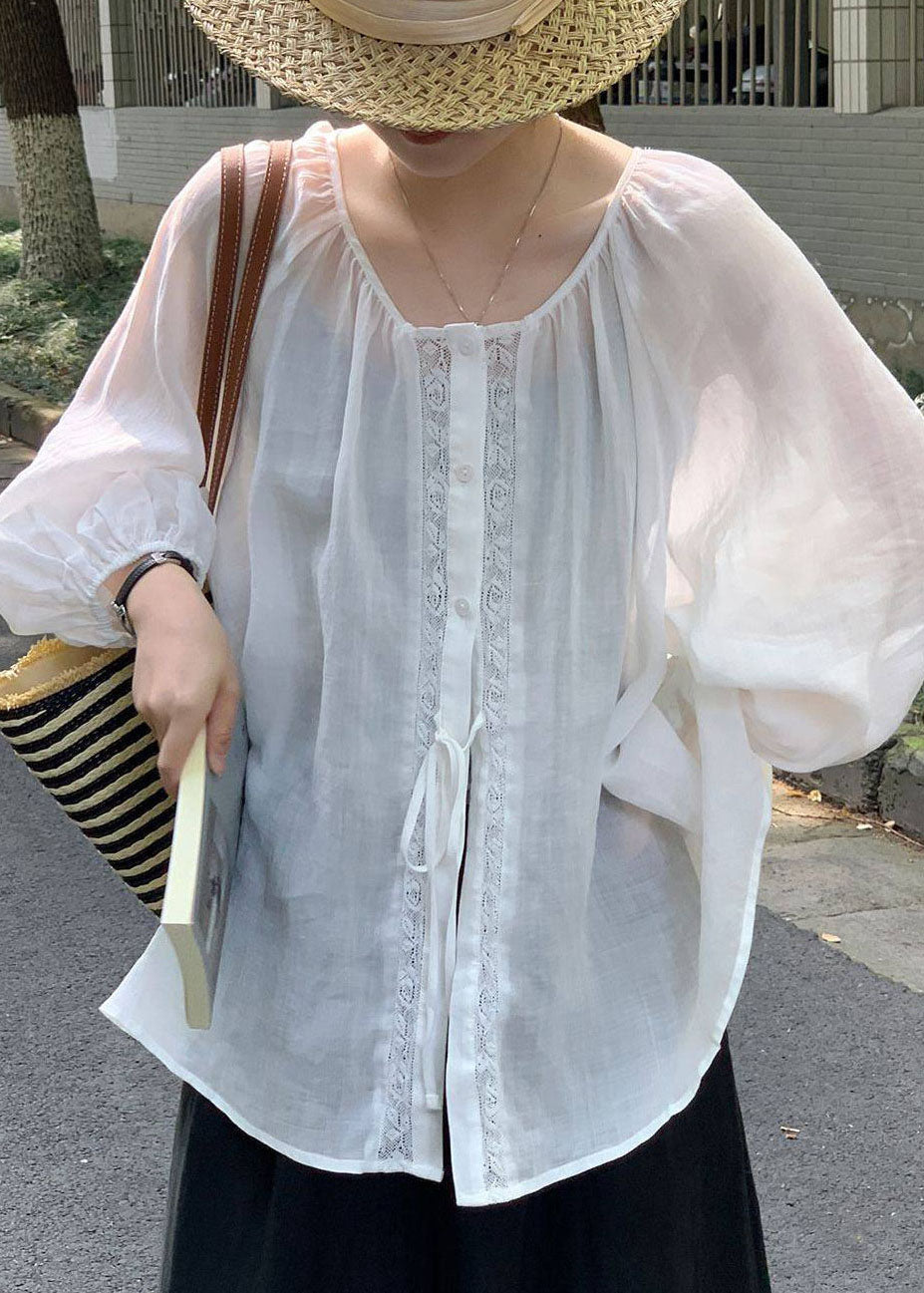 Haut Chemise Femme Oversize à Lacets Style Estival 3