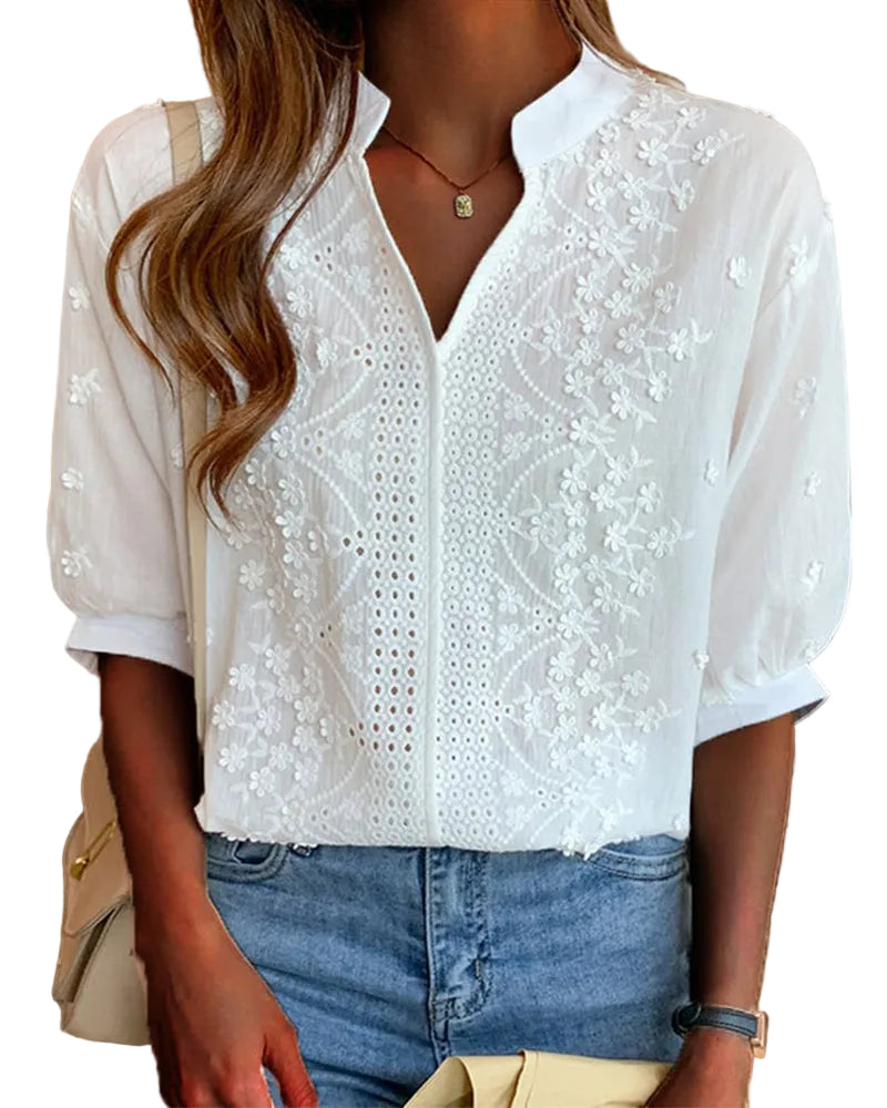 Haut Femme Col V Chic Polyvalent 0
