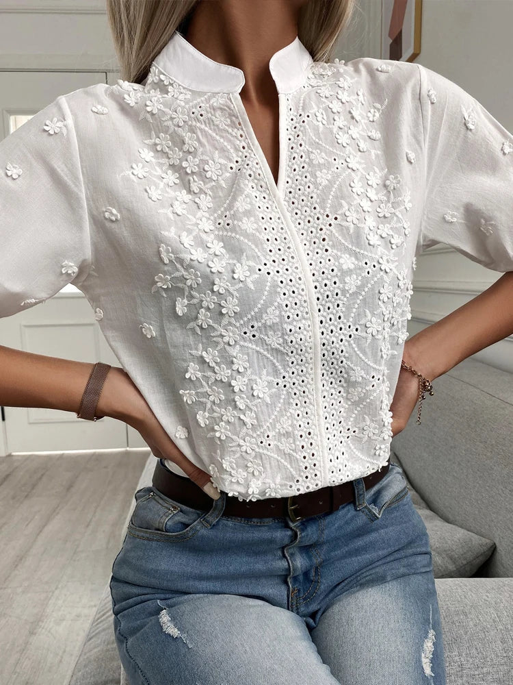 Haut Femme Col V Chic Polyvalent 2