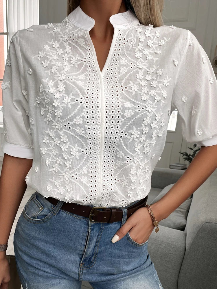 Haut Femme Col V Chic Polyvalent 4