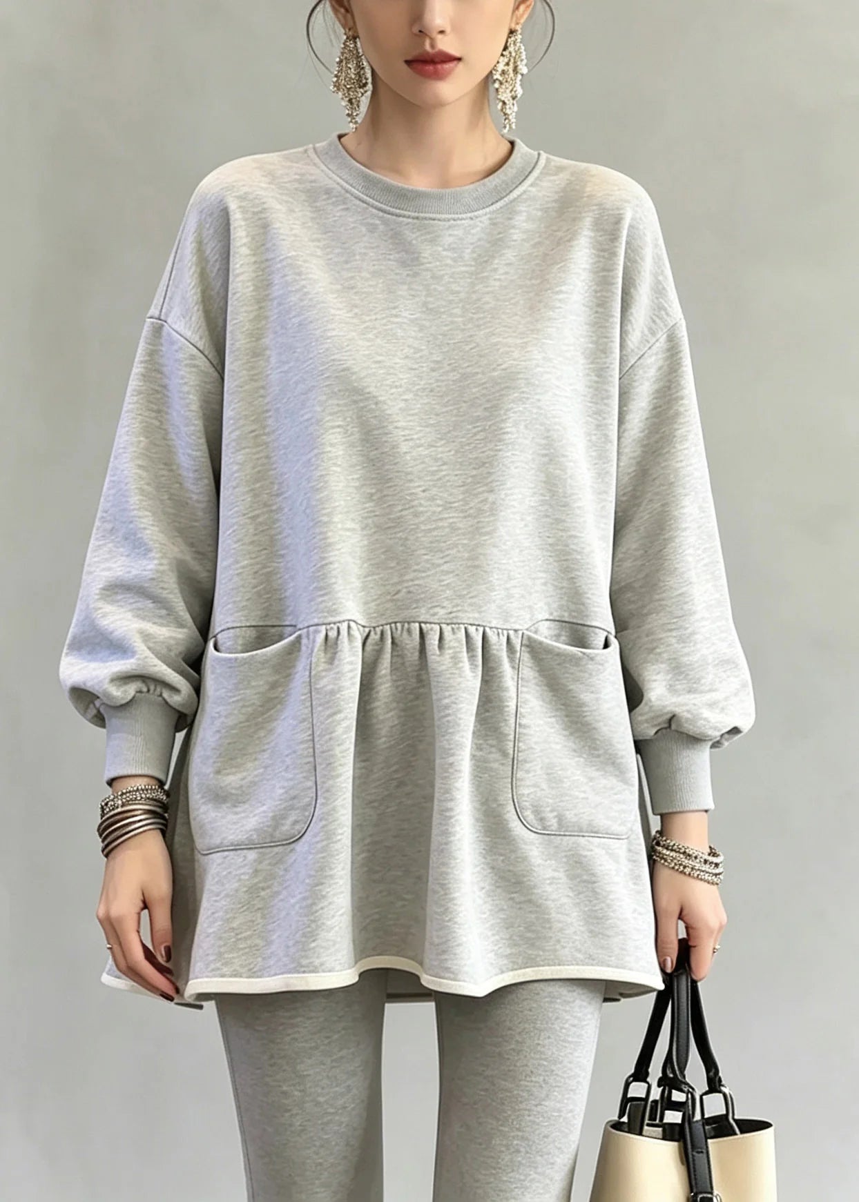 Haut Femme Décontracté Col Rond Imprimé Froissé Automnal 4