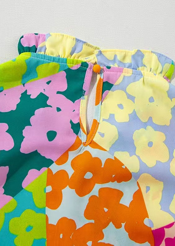 Haut Femme Imprimé Coloré Manches Papillon 3