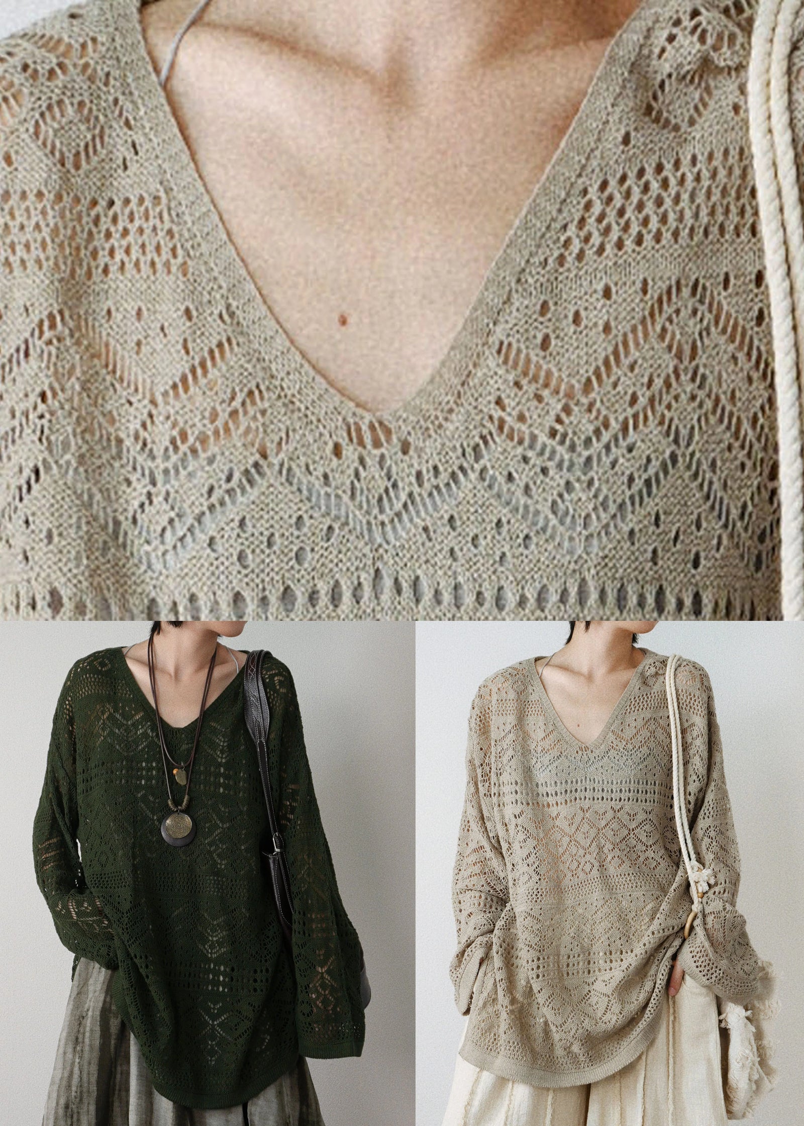 Haut Femme Maille Ajourée Coupe Ample Automne 4