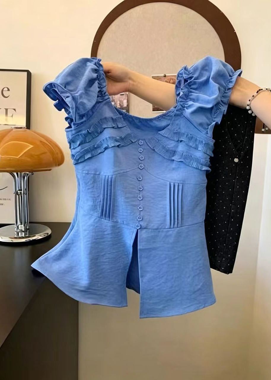 Haut Femme à Volants Ouvert sur le Côté Style Estival 0