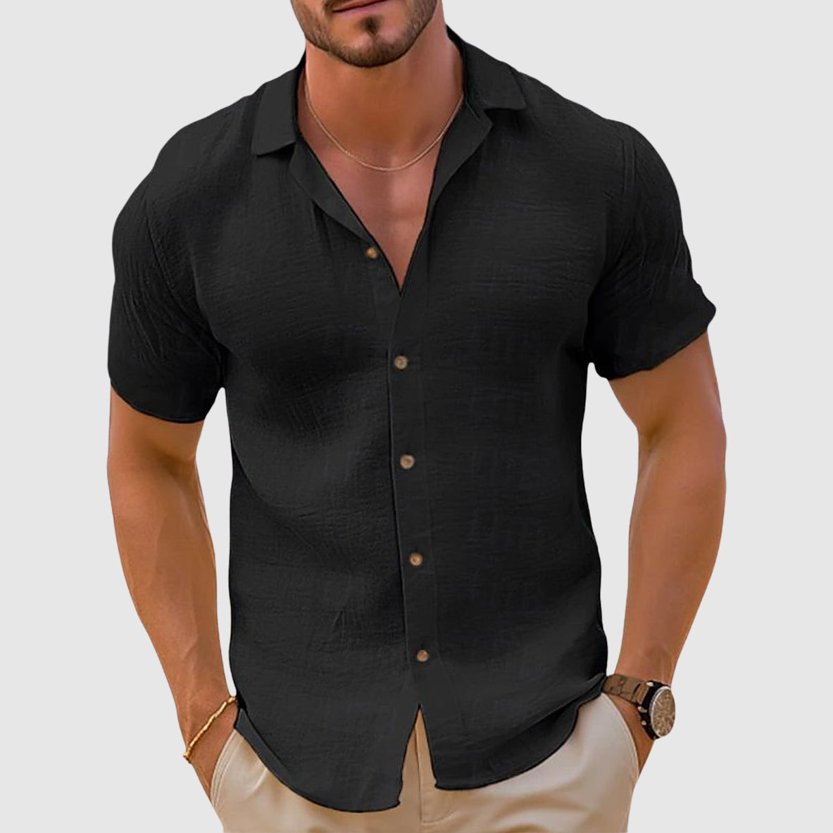 Haut Homme Décontracté Chic Col Classique 1