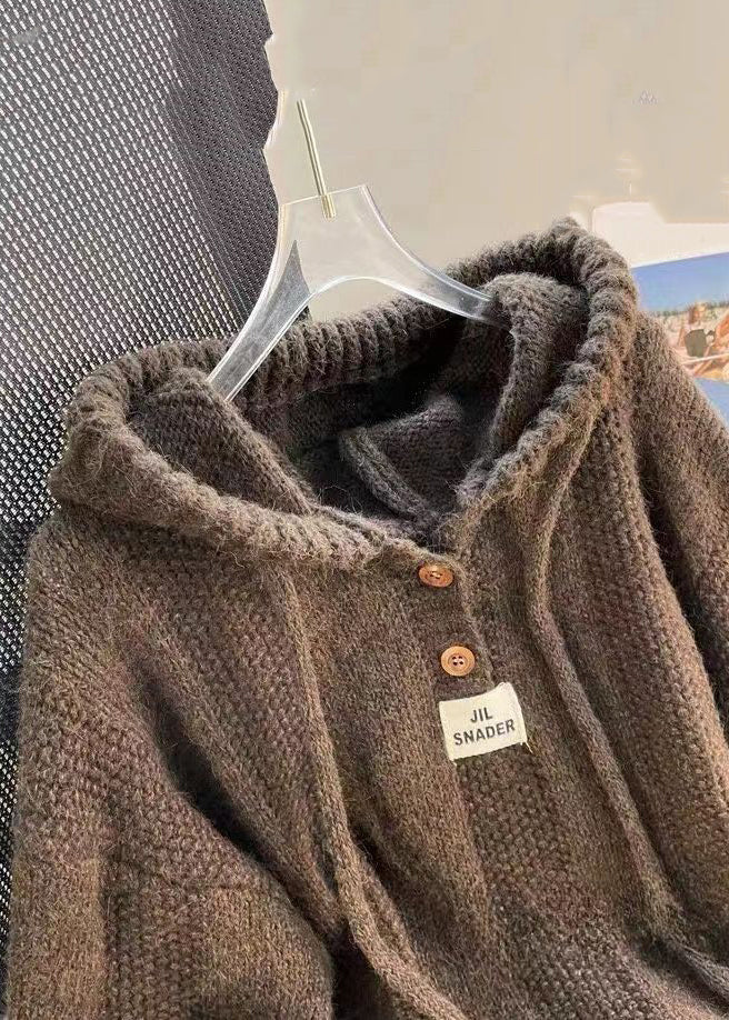 Haut à Capuche en Coton Tricoté pour Femme 2