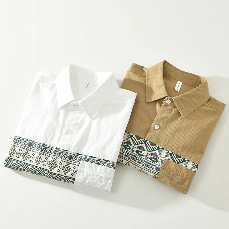 Chemise Homme Décontractée Patchwork Coton Respirant 6