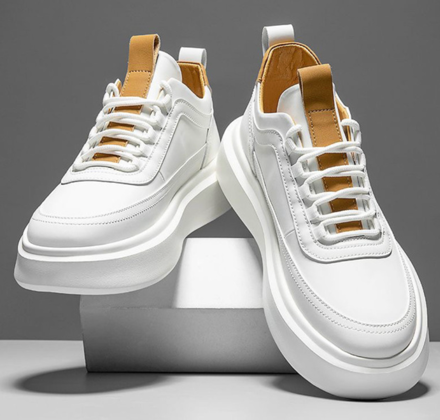 Baskets Pour Hommes Design Moderne Cuir Blanc-2