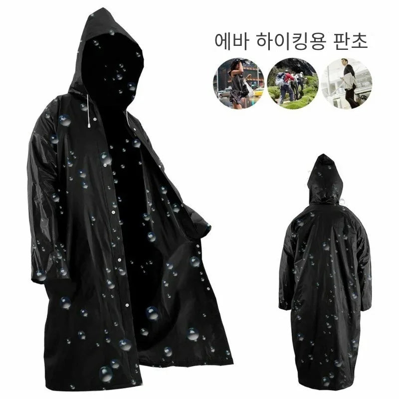 Imperméable Unisexe Poncho EVA Léger avec Capuche et Boutons pour Activités de Plein Air 1