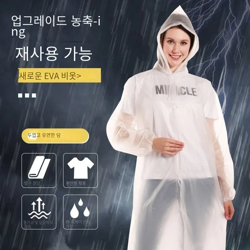 Imperméable Unisexe Poncho EVA Léger avec Capuche et Boutons pour Activités de Plein Air 3