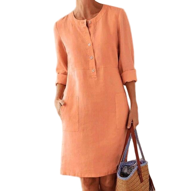 Robe Midi d'Été pour Femmes en Coton Élégante-1