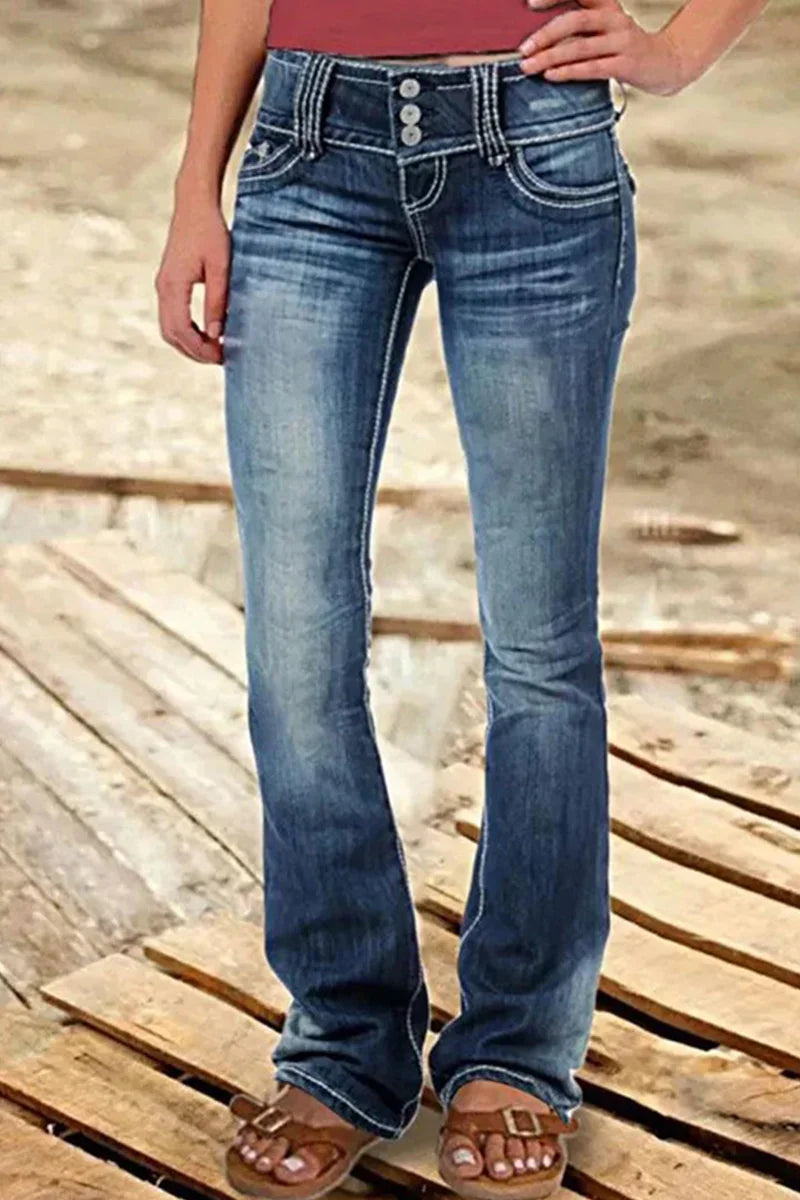 Jean Bootcut Femme Taille Haute Déchiré 2