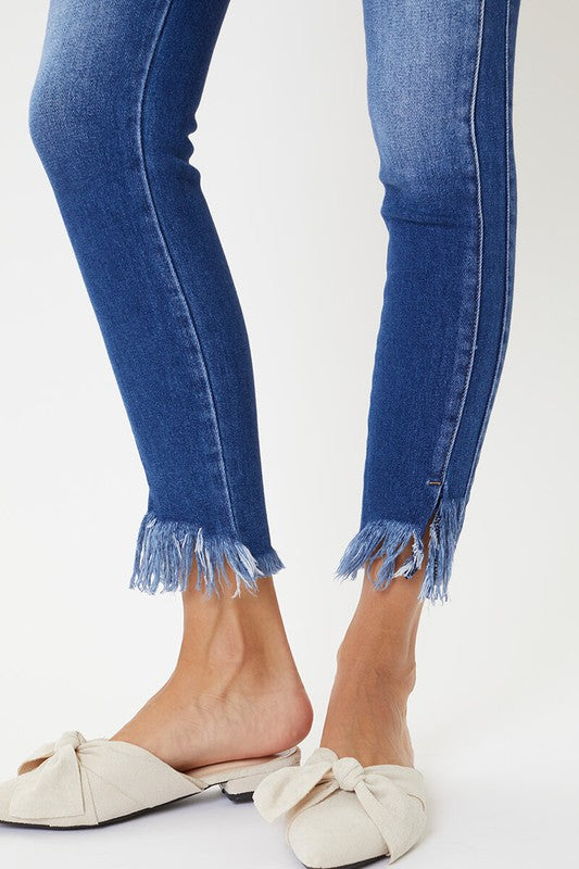 Jean Femme Skinny Taille Haute Denim Détails Ourlet 5