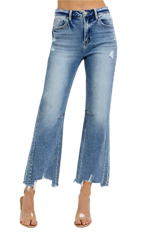 Jeans Femme Taille Haute Droit Effiloché 0