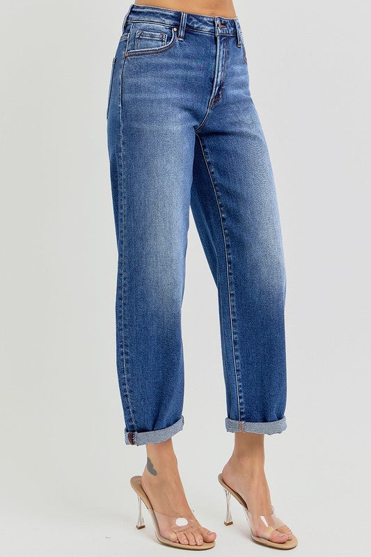 Jeans Femme Taille Haute Évasée Denim Moyen 1
