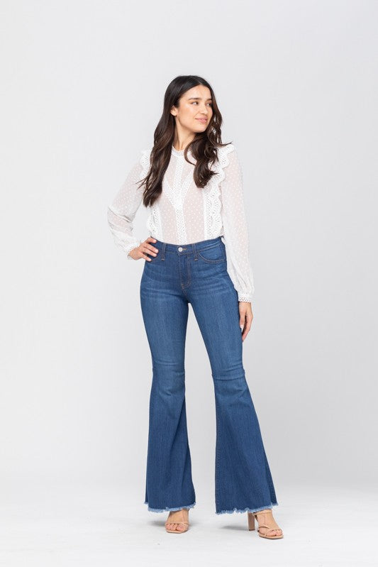 Jeans Femme Taille Haute Évasés Bleu 1