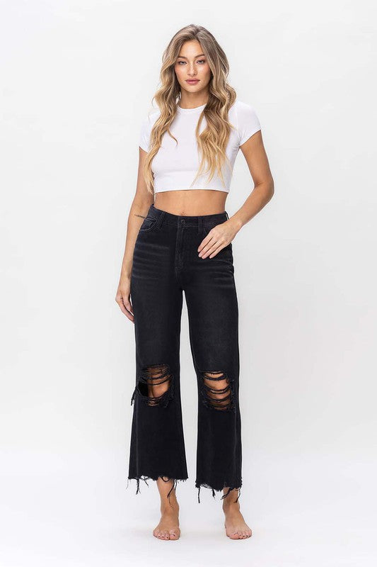 Jeans Flares Croisés Vintage Femme Noir 1